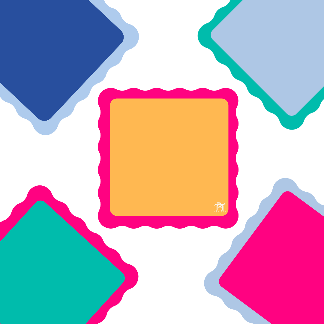 MINI MAHJONG MAT  |  Color Wave  |  21" x 21": Cobalt Center-Blue Scallop