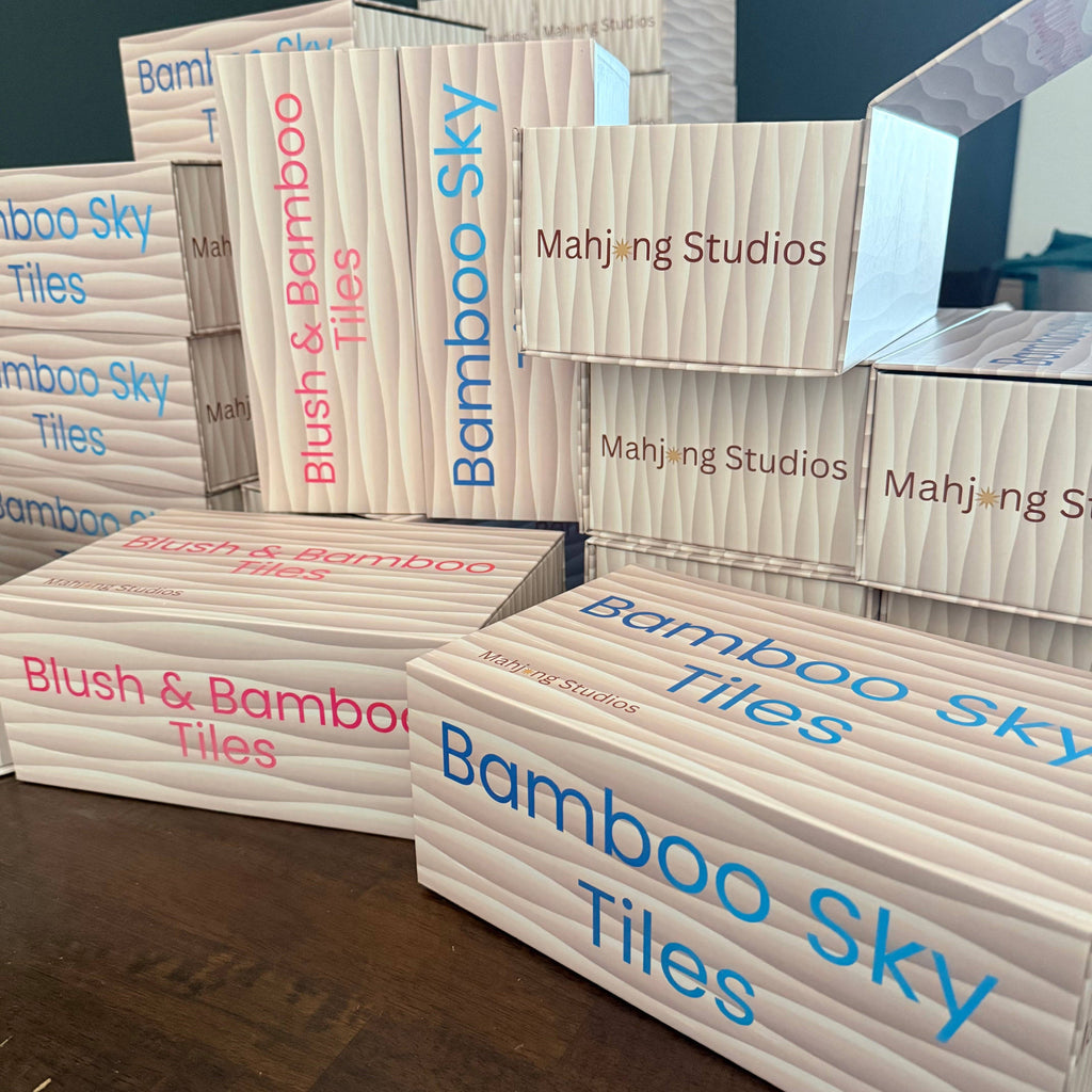 Mahjong Studios – Blush & Bamboo American Mahjong Tile Set (166 Tiles): Tiles +Tile Bag +Dice & Instructions