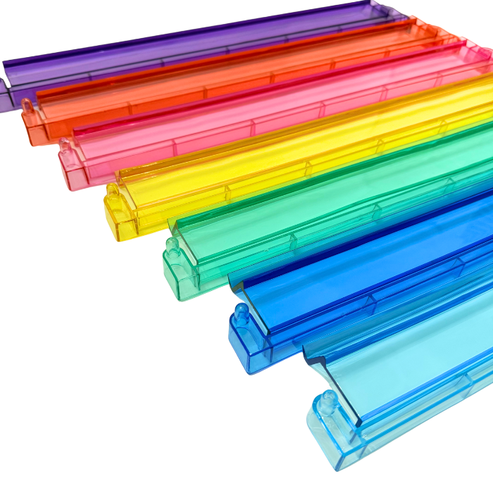 Mahjong Rack and Pusher Set of 4 - Multi Colors Blue Purple Red Green Clear: Blue