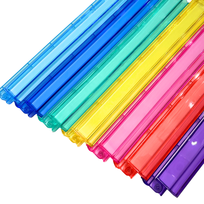 Mahjong Rack and Pusher Set of 4 - Multi Colors Blue Purple Red Green Clear: Red