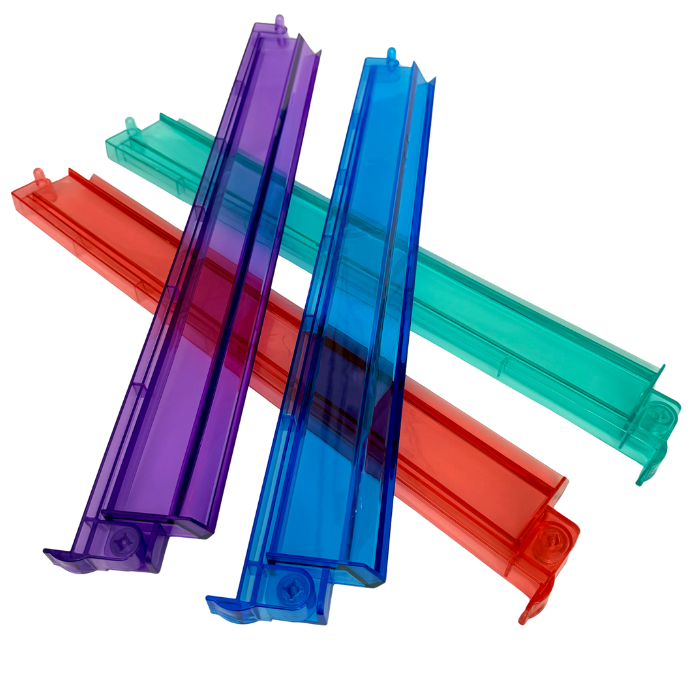 Mahjong Rack and Pusher Set of 4 - Multi Colors Blue Purple Red Green Clear: Blue